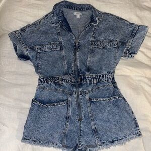 Denim romper forever 21 size large